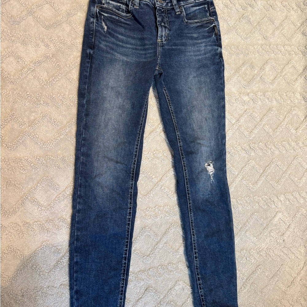 Silver Jeans Women's Distressed Blue Skinny Jeans
